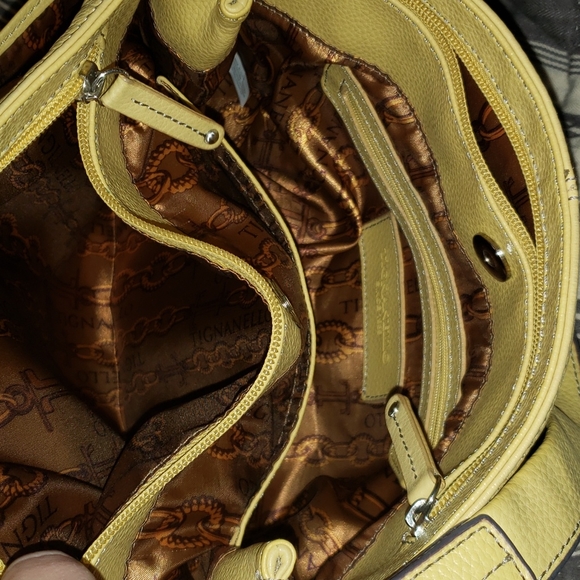 EUC Tignanello yellow leather handbag - Picture 3 of 6
